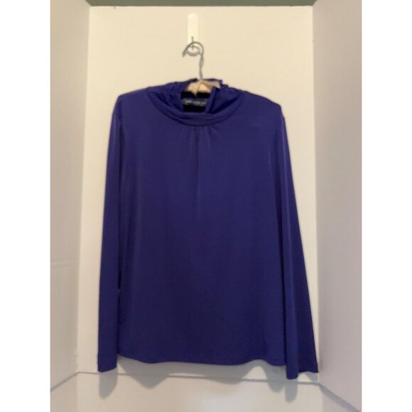 Susan Graver Tops - Susan Graver Women Sz M Ruched Mock Turtle Neck Top Long Sleeve Purple Stretch W